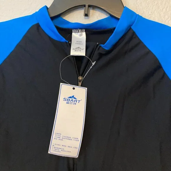 SBART Short Sleeve One Piece Swimwear Swimsuit Blue and black L - Picture 2 of 3